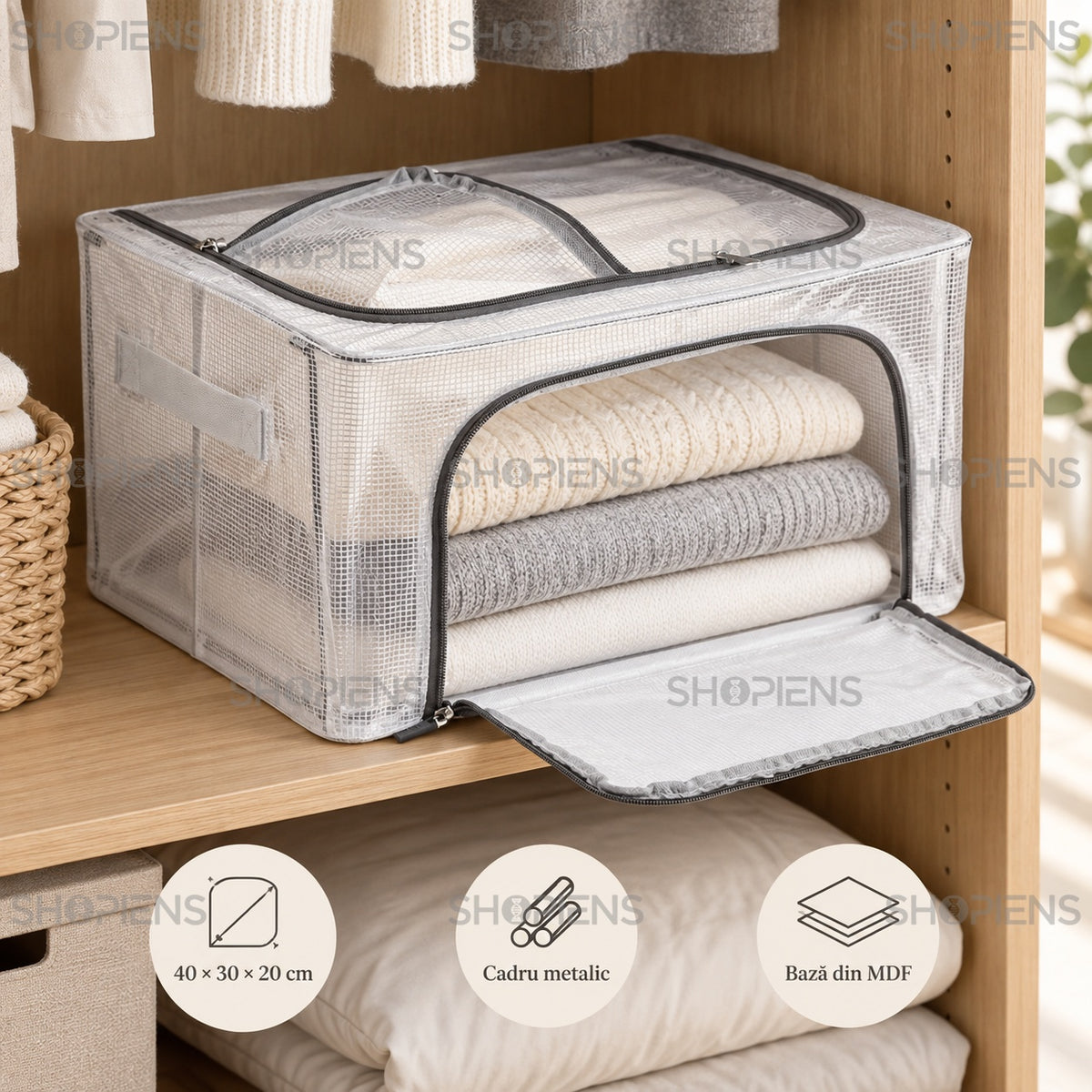 Organizator transparent cu cadru, 40 cm