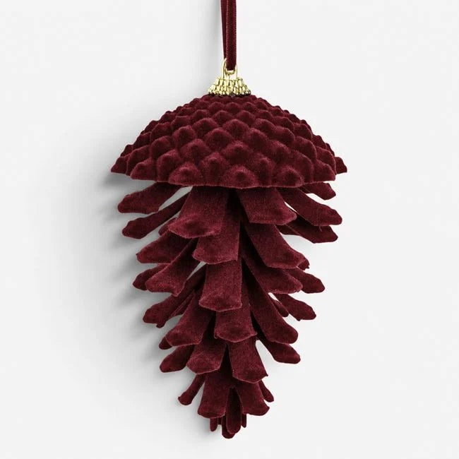 Ornament con de pin bordo catifelat, 15 cm, vedere produs | Shopiens®