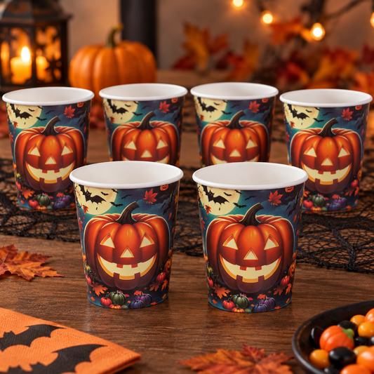 Pahare Din Carton Cu Dovleci Halloween, 240 Ml, 6 Bucati - Shopiens