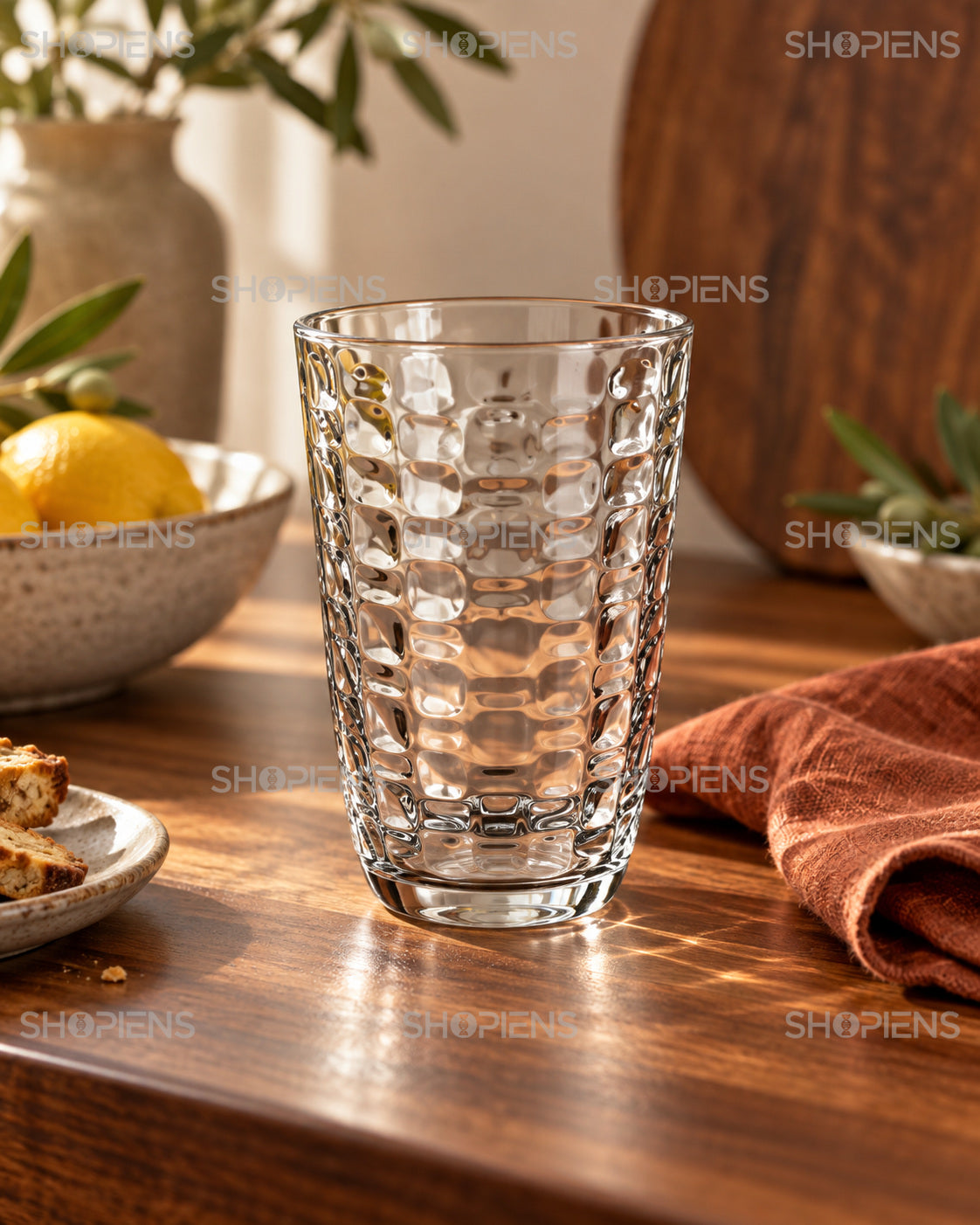 Set de 3 pahare cu model fagure, 390 ml