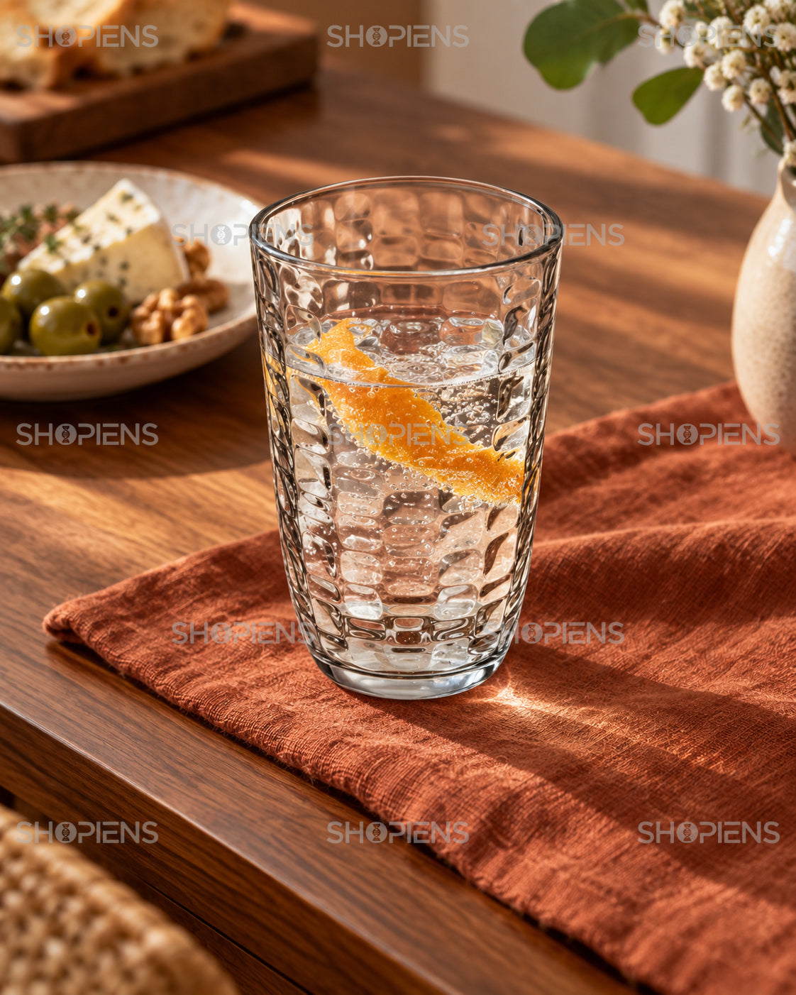 Set de 3 pahare cu model fagure, 390 ml
