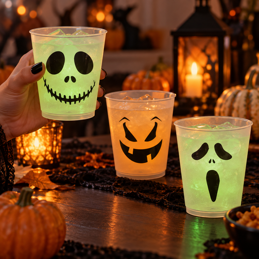 Pahare Fosforescente Cu Chipuri Halloween, Set De 3 - in folosinta 1 - Shopiens