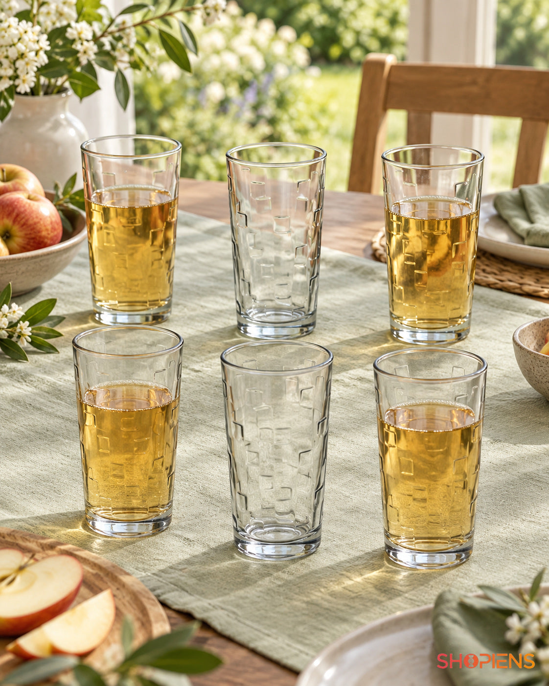 6 pahare cu relief geometric, 250 ml