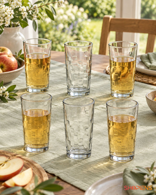 6 pahare cu relief geometric, 250 ml