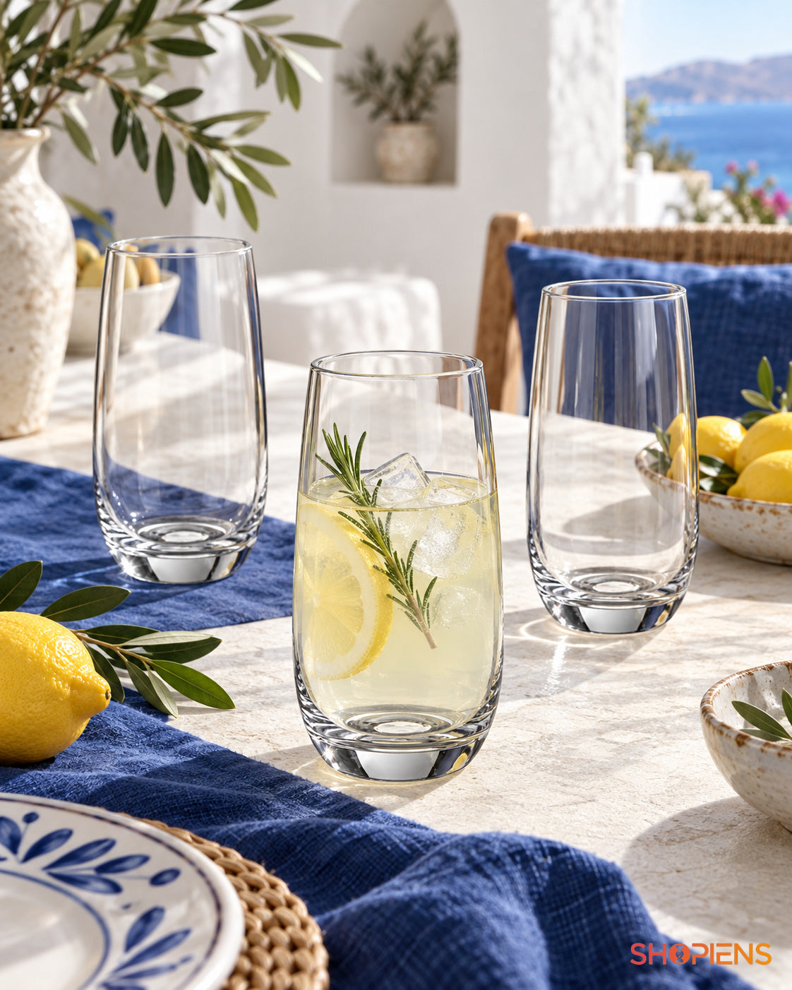3 pahare înalte cu linii simple, 490 ml