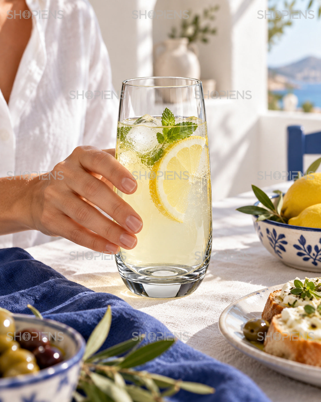 3 pahare înalte cu linii simple, 490 ml