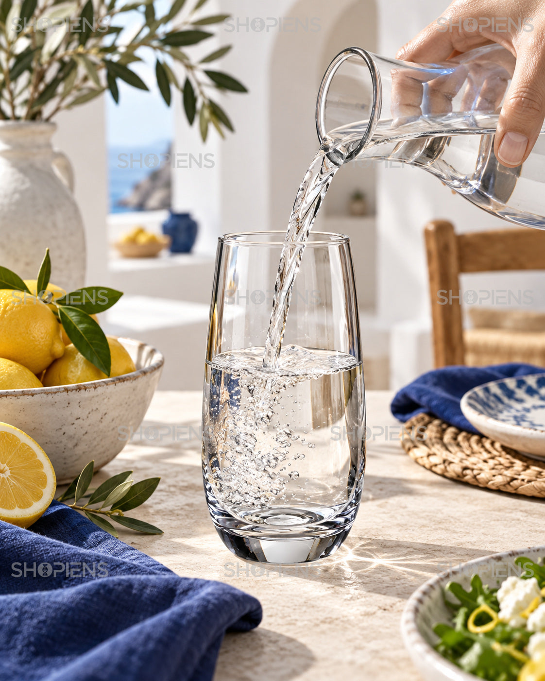 3 pahare înalte cu linii simple, 490 ml