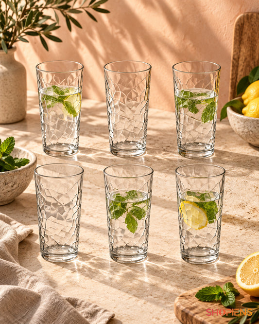 Set de 6 pahare cu efect mozaic, 250 ml