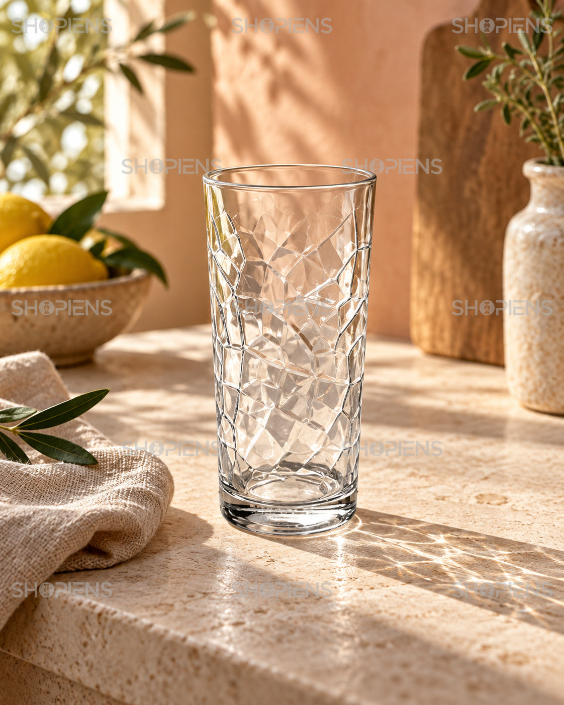 Set de 6 pahare cu efect mozaic, 250 ml