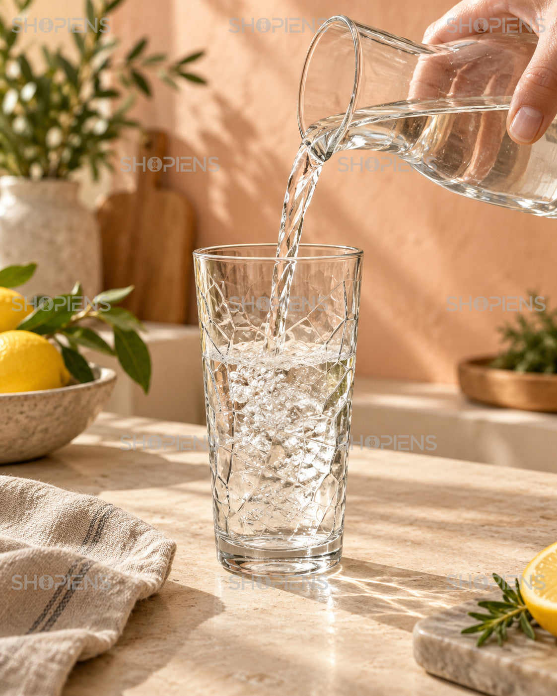 Set de 6 pahare cu efect mozaic, 250 ml