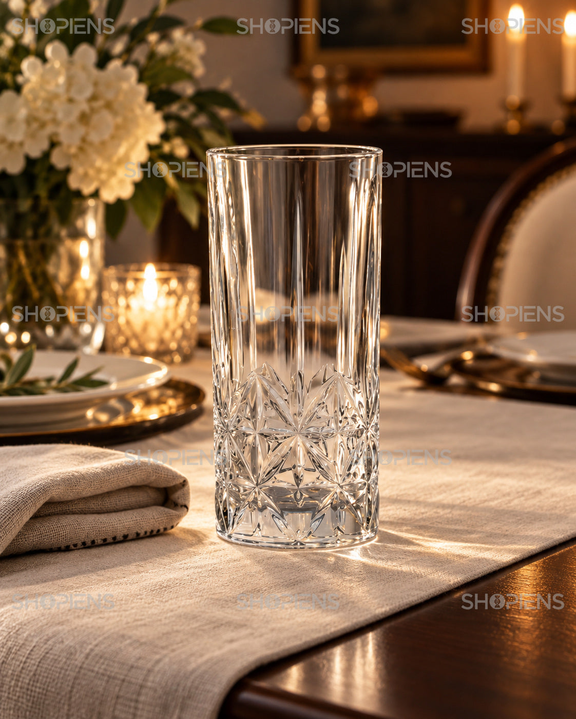 Set de 3 pahare cu bază decorativă, 350 ml