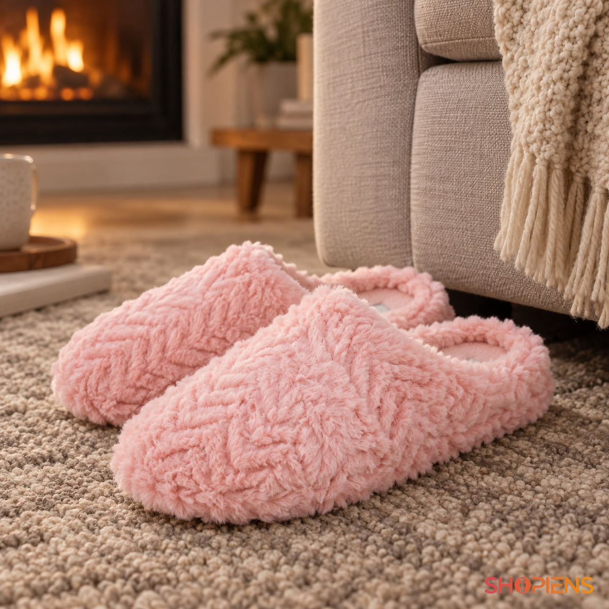 Papuci roz cu zigzag reliefat — în decor de casă, mărimea 40-41