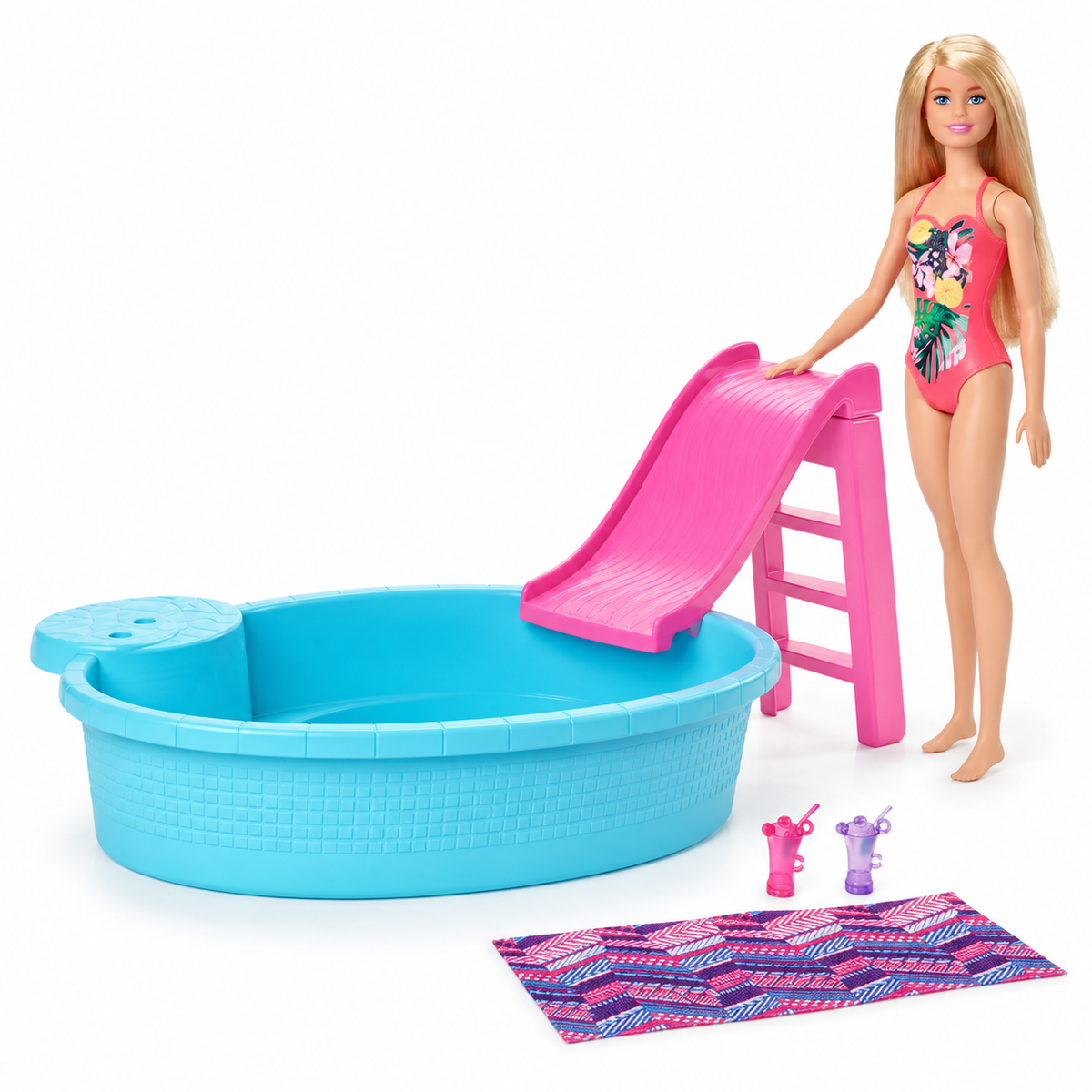 Păpușă Barbie cu piscină și tobogan | Shopiens