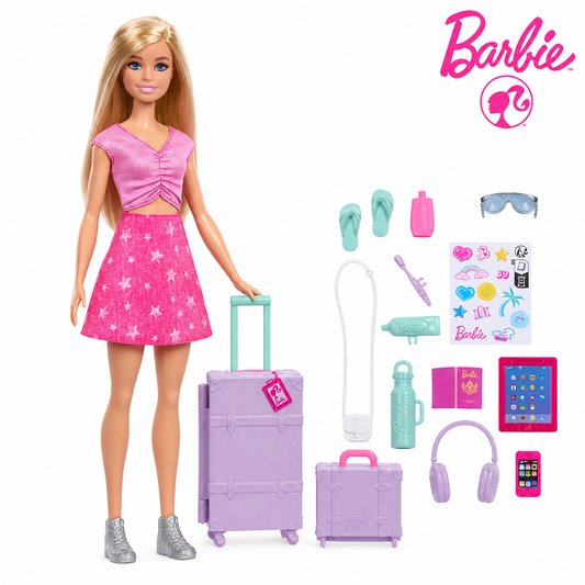 Păpușă Barbie Malibu pentru călătorii cu două valize | Shopiens