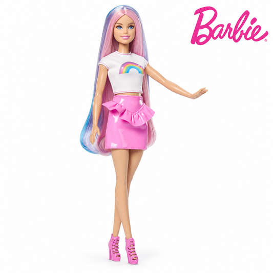 Păpușă Barbie cu păr multicolor și accesorii de coafat | Shopiens