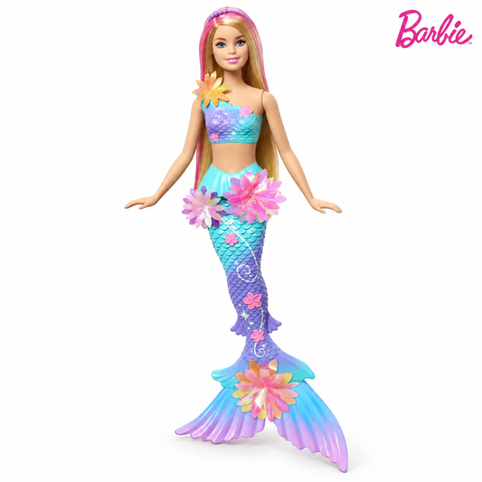 Păpușă Barbie sirenă cu flori care se deschid | Shopiens