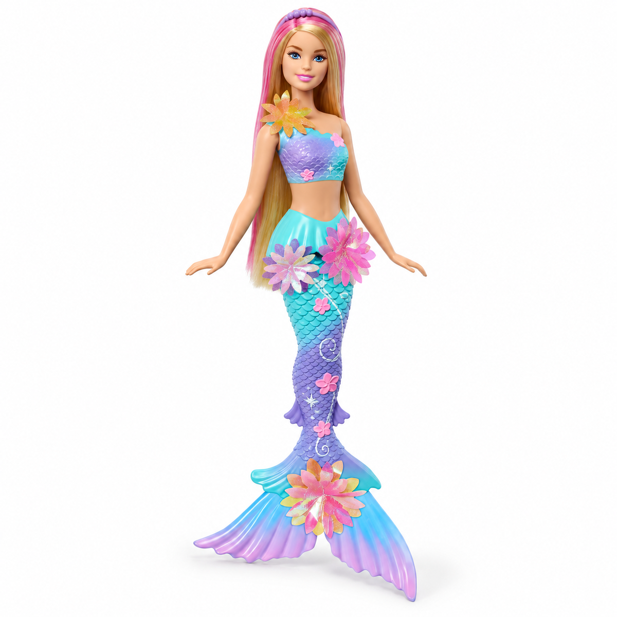 Păpușă Barbie sirenă cu flori care se deschid | Shopiens