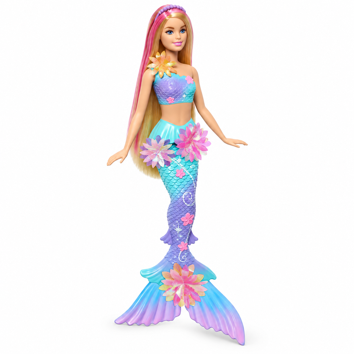 Păpușă Barbie sirenă cu flori care se deschid | Shopiens