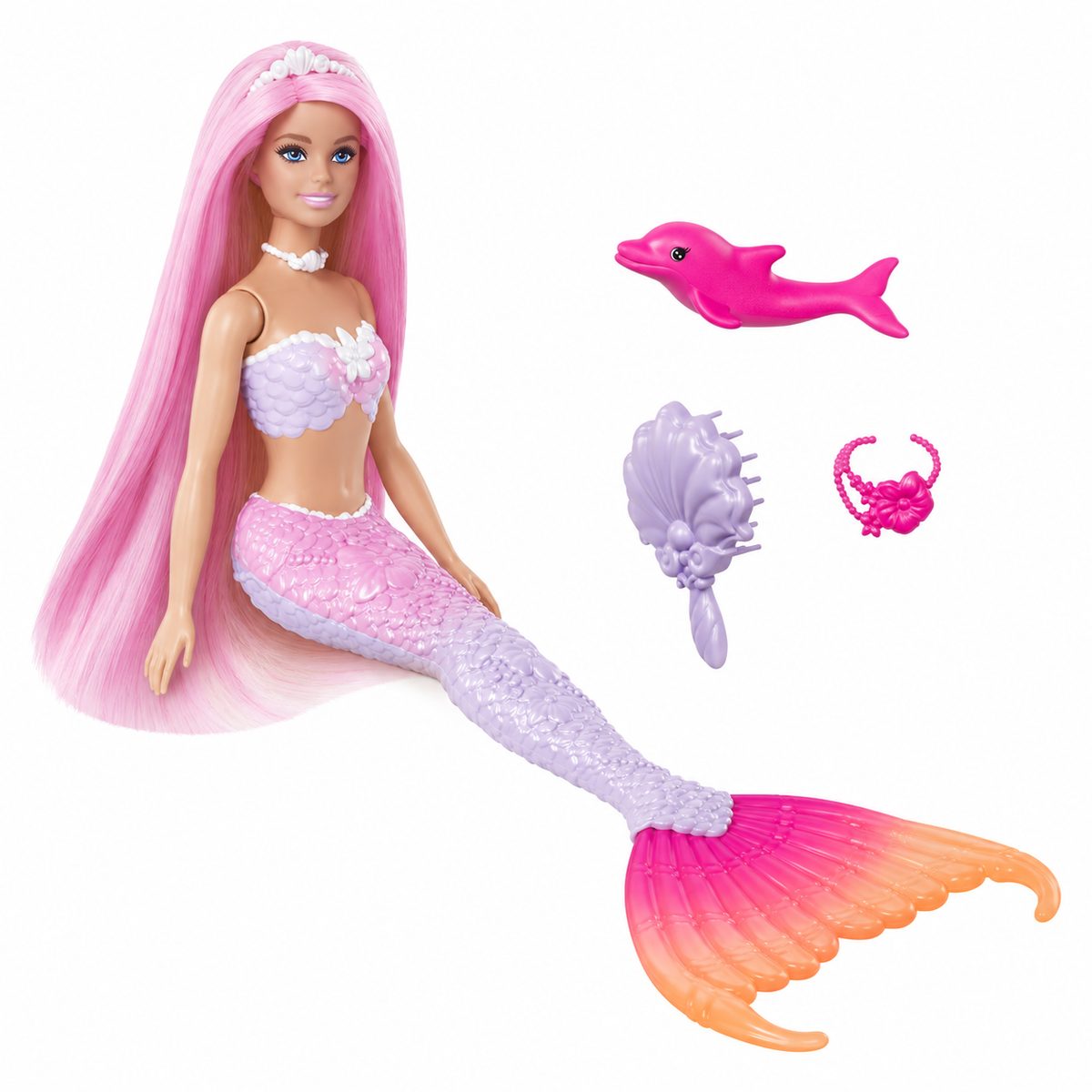 Păpușă Barbie sirenă cu transformare de culoare | Shopiens
