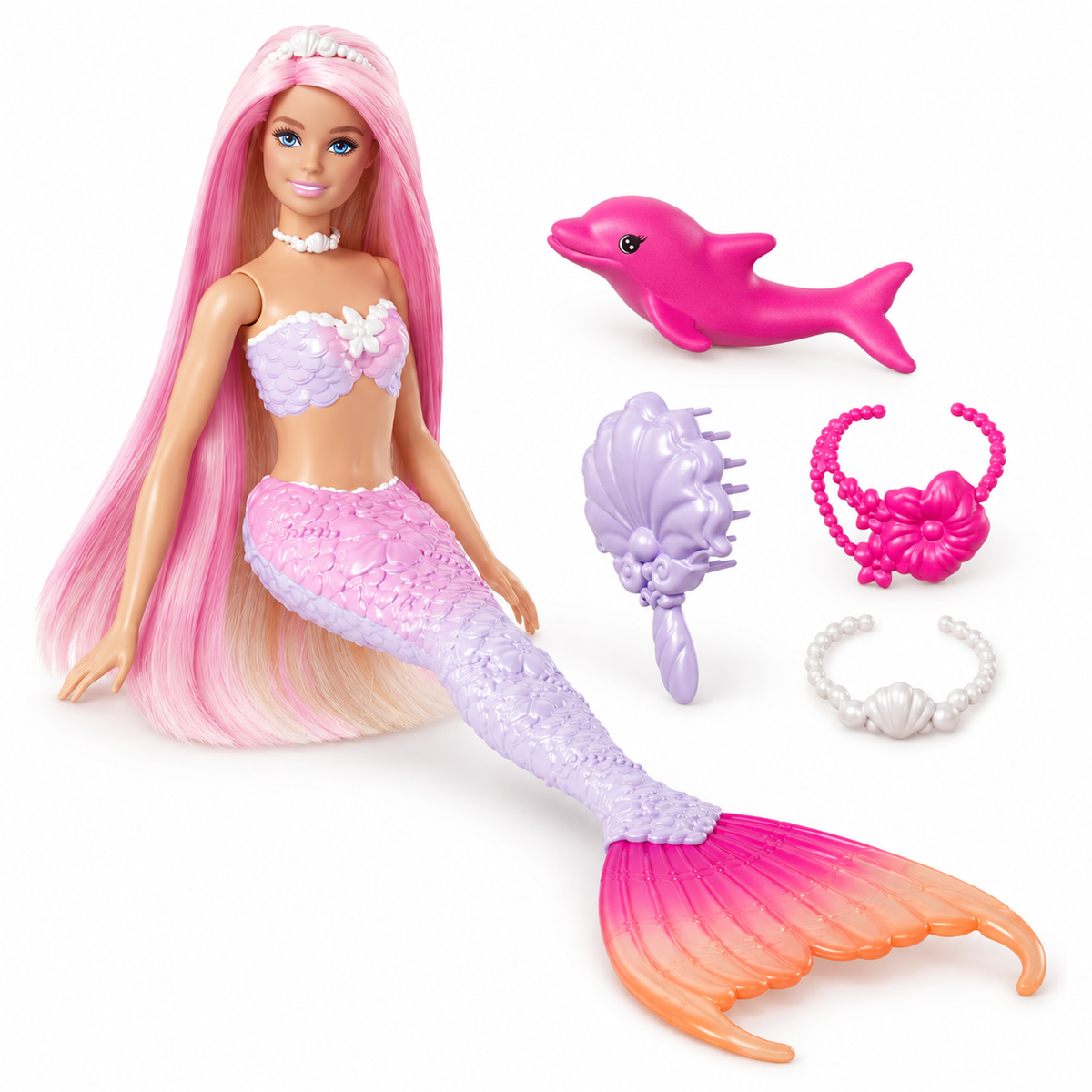 Păpușă Barbie sirenă cu transformare de culoare | Shopiens
