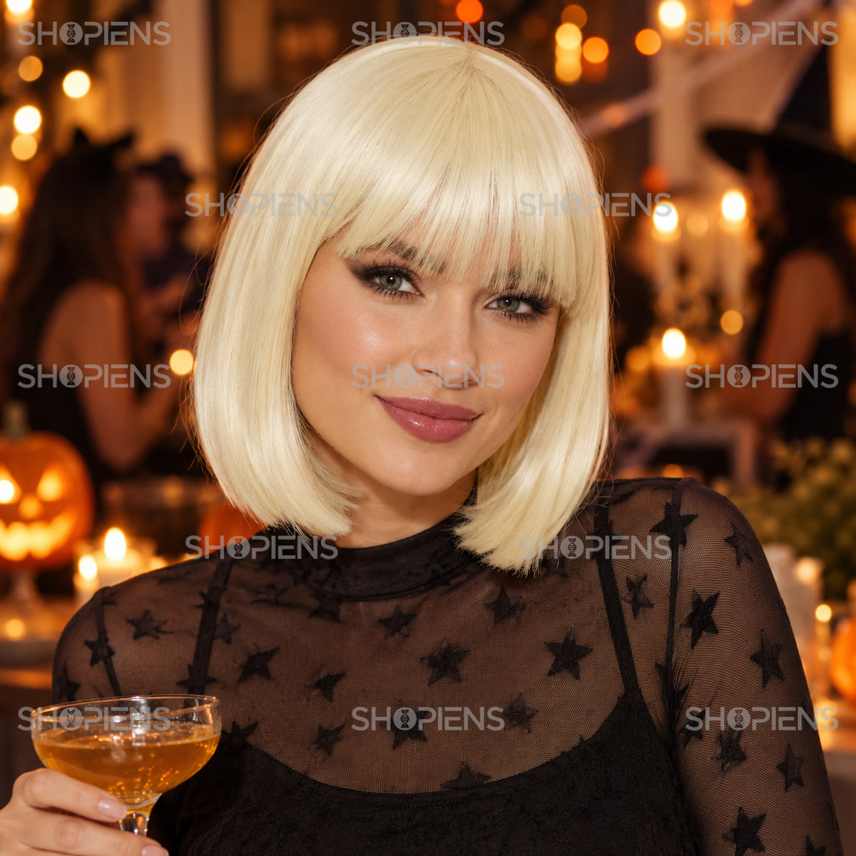 Perucă Blondă Bob Cu Breton
