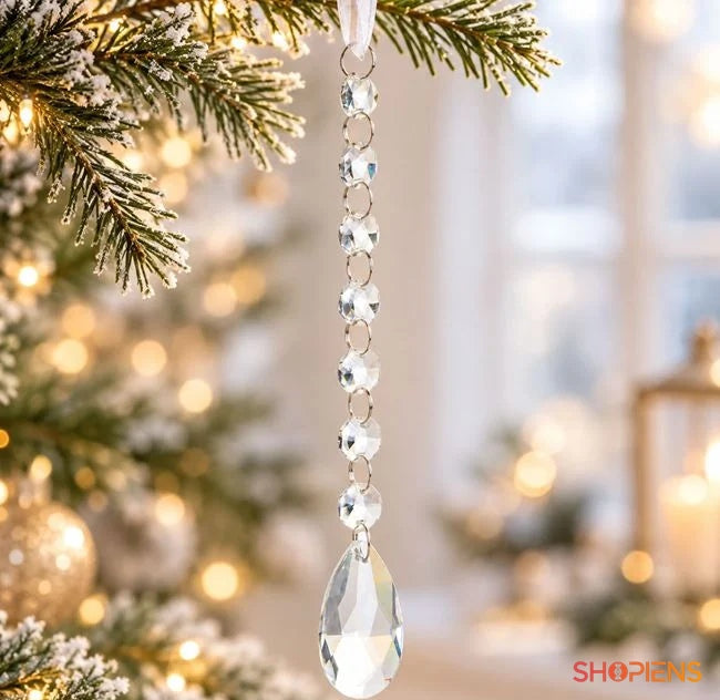 Picătură din sticlă transparentă cu fațete, 20 cm, în brad, decor neinclus | Shopiens®