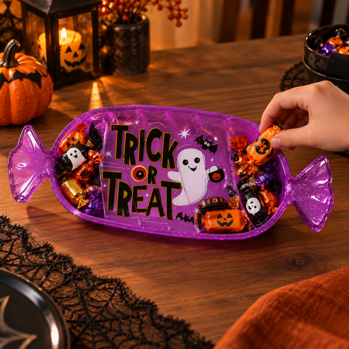Platou Mov Bomboana Trick Or Treat, 35 X 13 Cm - in folosinta 1 - Shopiens
