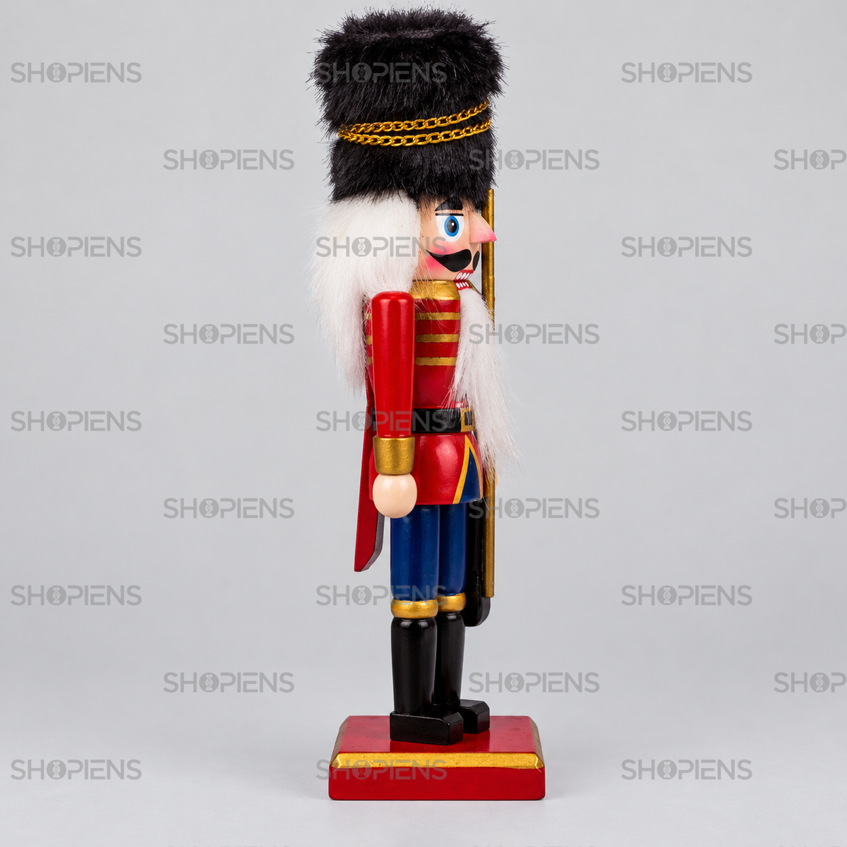 Soldățel roșu și albastru cu căciulă neagră, 20 cm