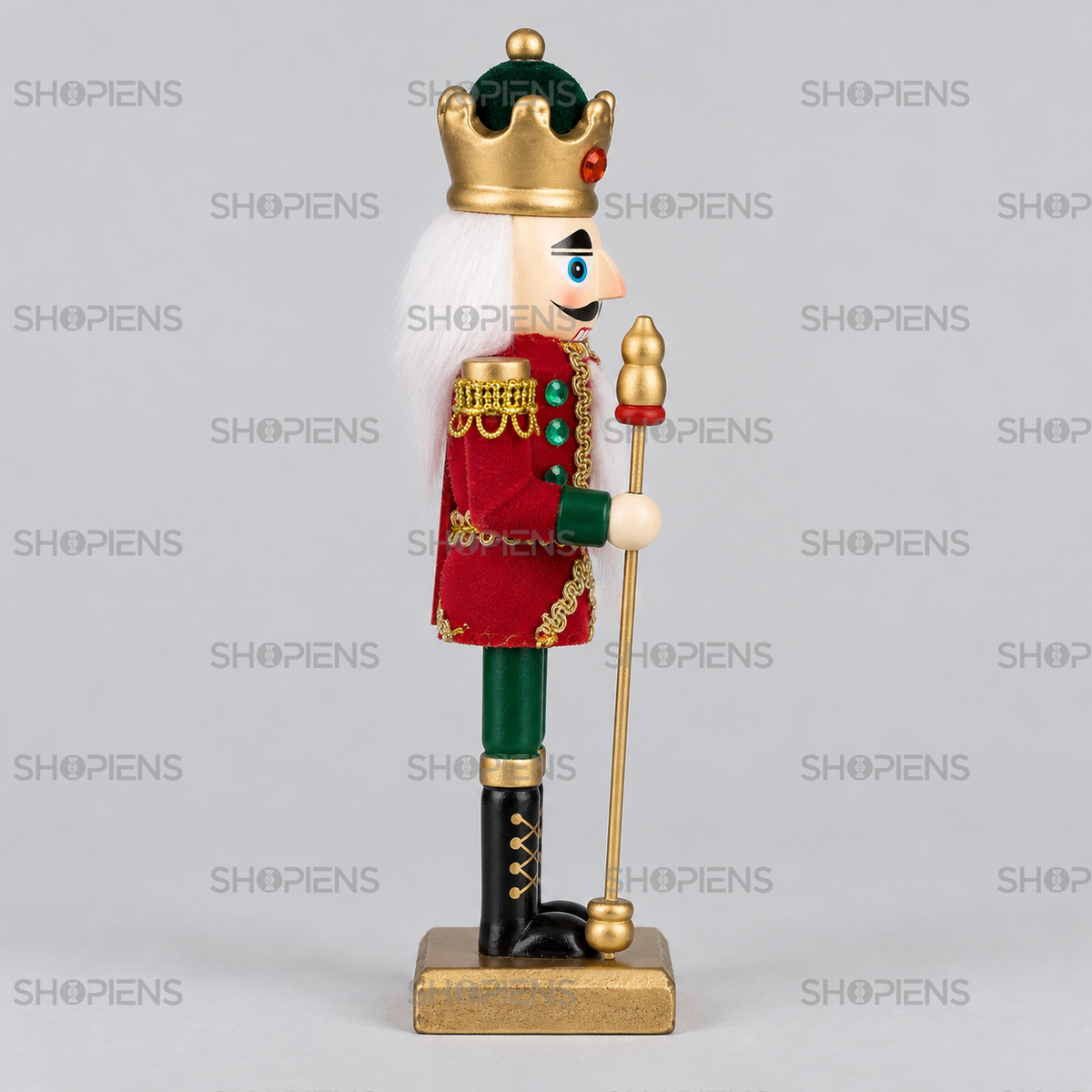 Rege decorativ roșu și verde cu coroană, 20 cm