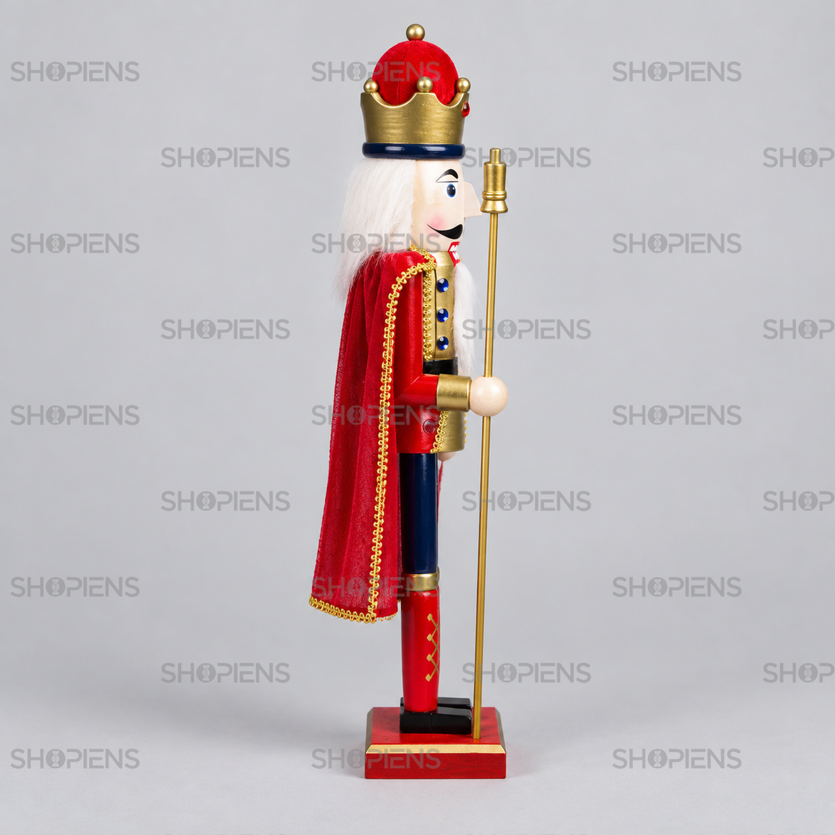 Rege decorativ roșu cu capă și detalii aurii, 60 cm