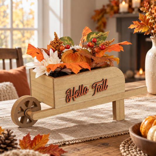 Roaba Decorativa Din Lemn Hello Fall Cu Dovleac - lifestyle principala - Shopiens