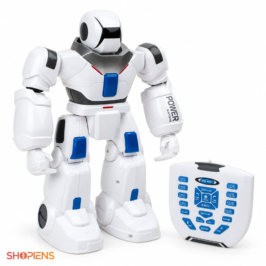 Robot alb cu telecomandă cu infraroșu și ochi LED | Shopiens