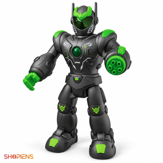 Robot negru și verde cu mișcare, sunete și lumini | Shopiens
