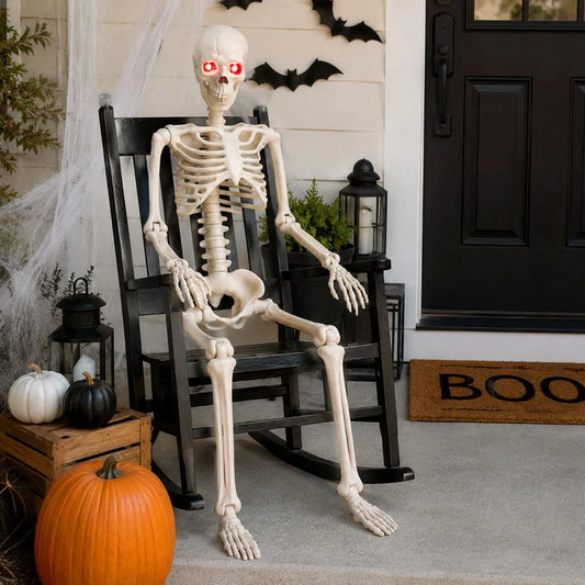 Schelet Articulat Cu Ochi Rosii LED Pentru Halloween, 90 Cm - Shopiens