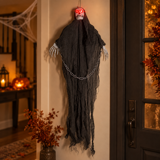 Schelet In Lanturi Cu Ochi Luminosi Si Sunet, Halloween 110 Cm - Shopiens