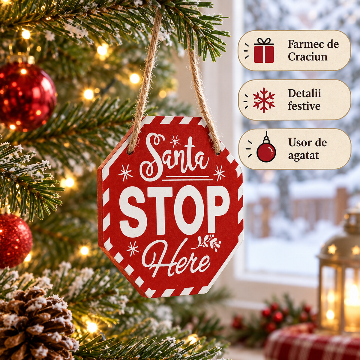Semn Santa Stop Here - avantaje - Shopiens