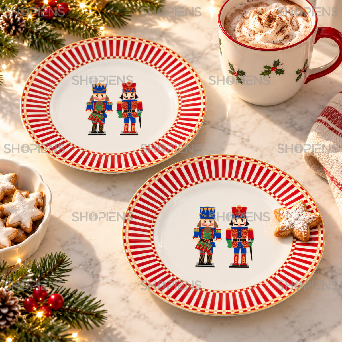 Set 2 farfurii din porțelan cu soldați de Crăciun, Ø19 cm, în decor alternativ de Crăciun, decor neinclus | Shopiens®