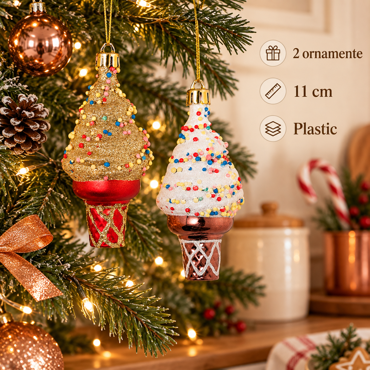 Set 2 Ornamente Inghetata Pentru Brad, 11 Cm - specificatii - Shopiens