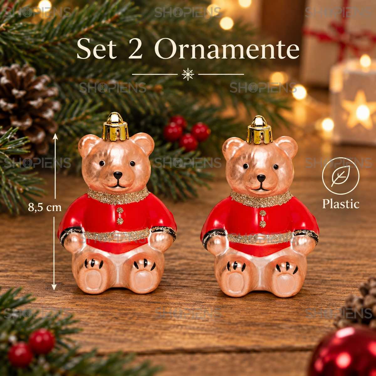 Set 2 Ursuleti Decorativi Cu Hainuta Rosie, 8,5 Cm - specificatii - Shopiens