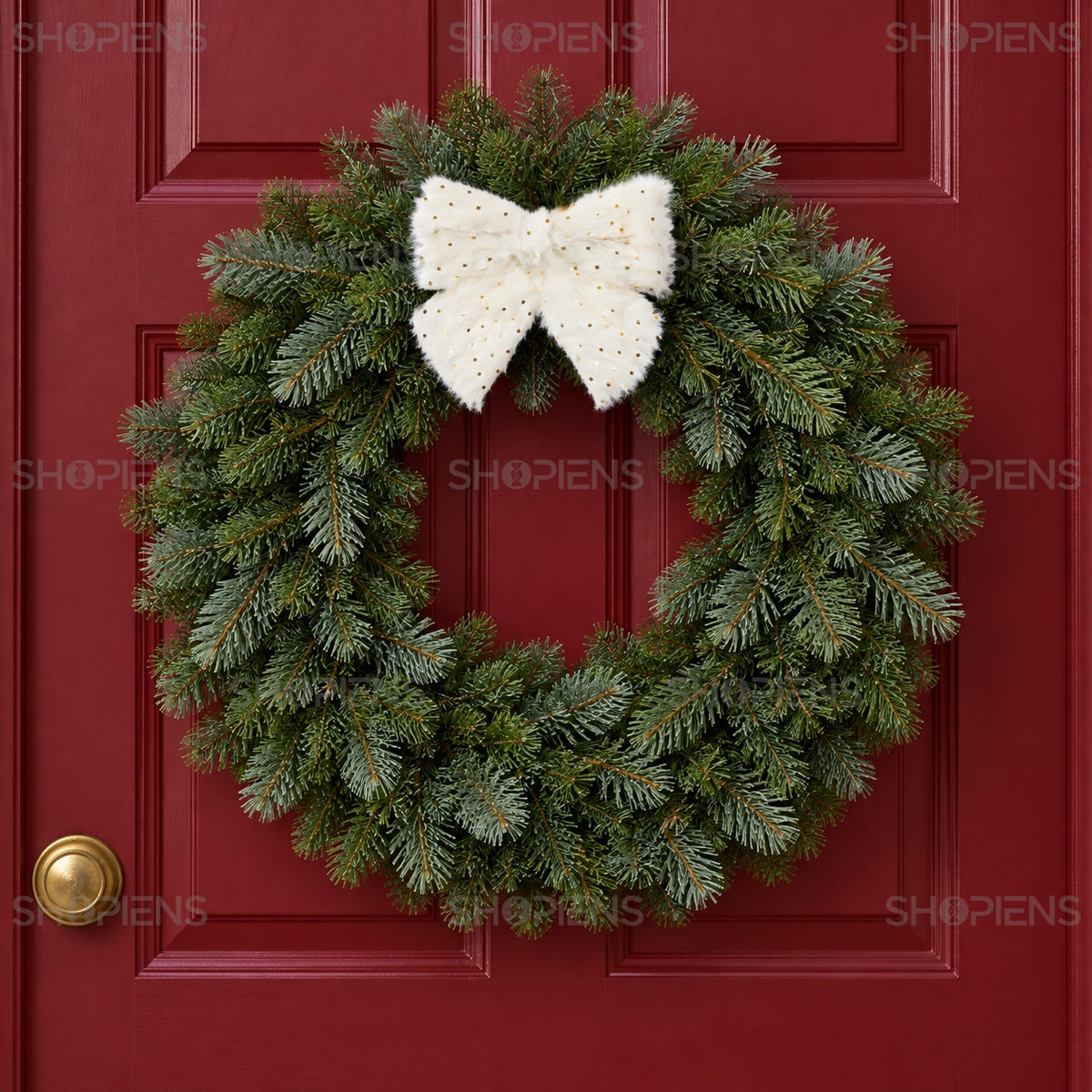 Set 3 fundițe cu blăniță albă și buline aurii, 12 × 12 cm, pe coroniță la intrare, decor neinclus | Shopiens®
