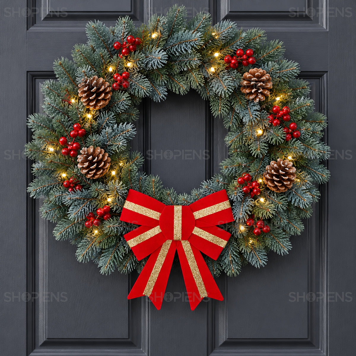 Set 3 fundițe roșii cu dungă aurie, 14 × 10 cm, pe coroniță, decor neinclus | Shopiens®
