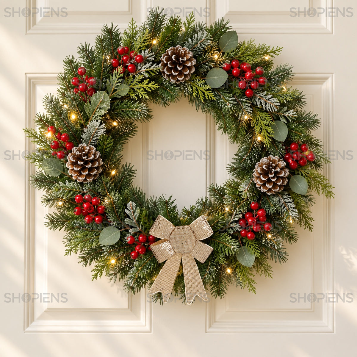 Set 3 fundițe șampanie cu glitter, 10 × 14 cm, pe coroniță la intrare, decor neinclus | Shopiens®