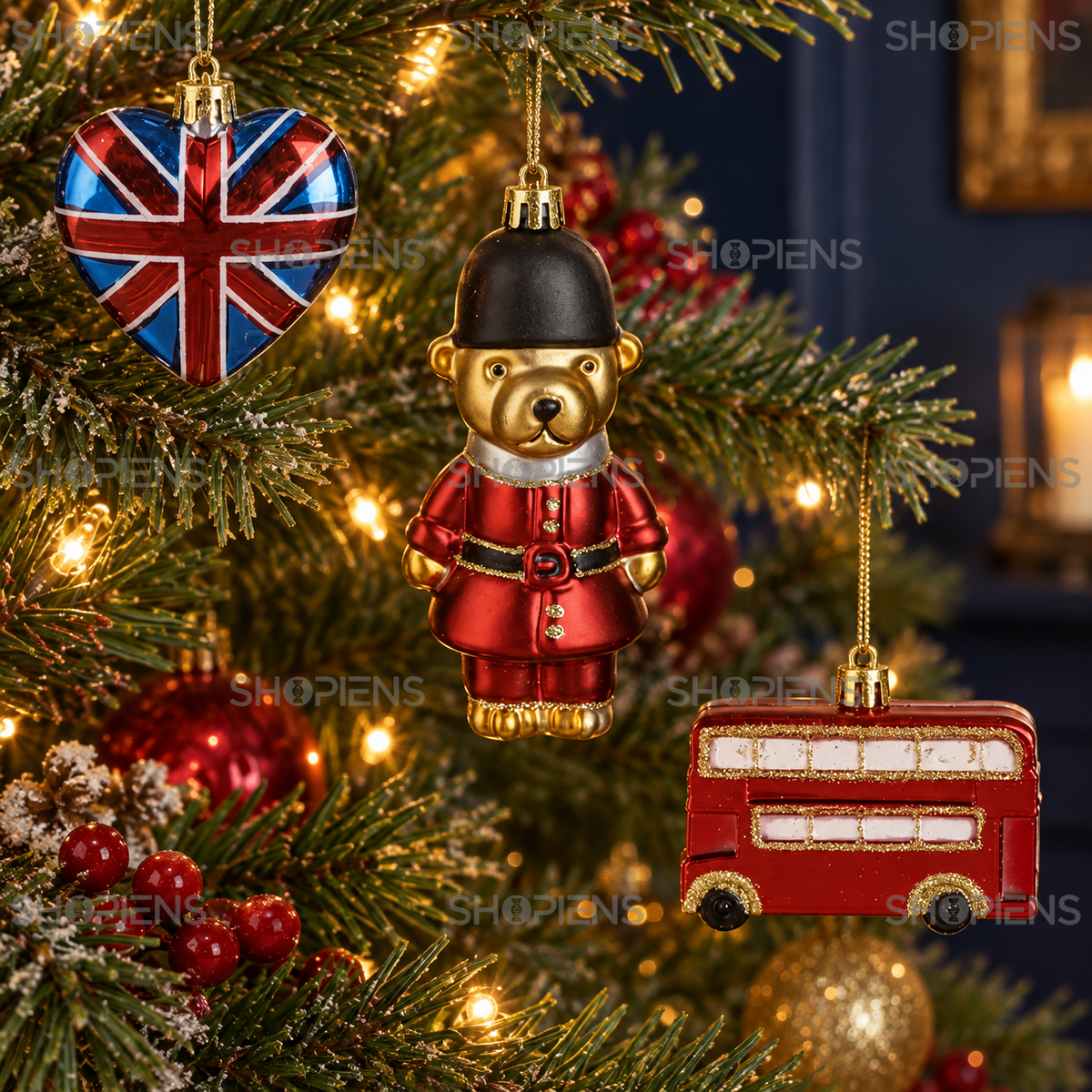 Set 3 Ornamente England: Inima, Ursulet Si Autobuz - in folosinta 1 - Shopiens