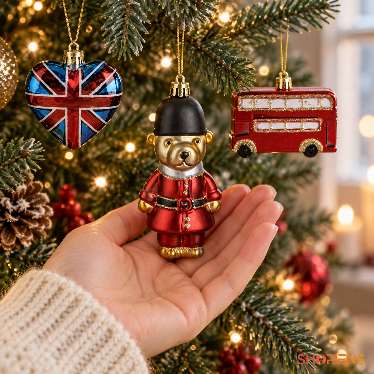 Set 3 Ornamente England: Inima, Ursulet Si Autobuz - lifestyle principala - Shopiens