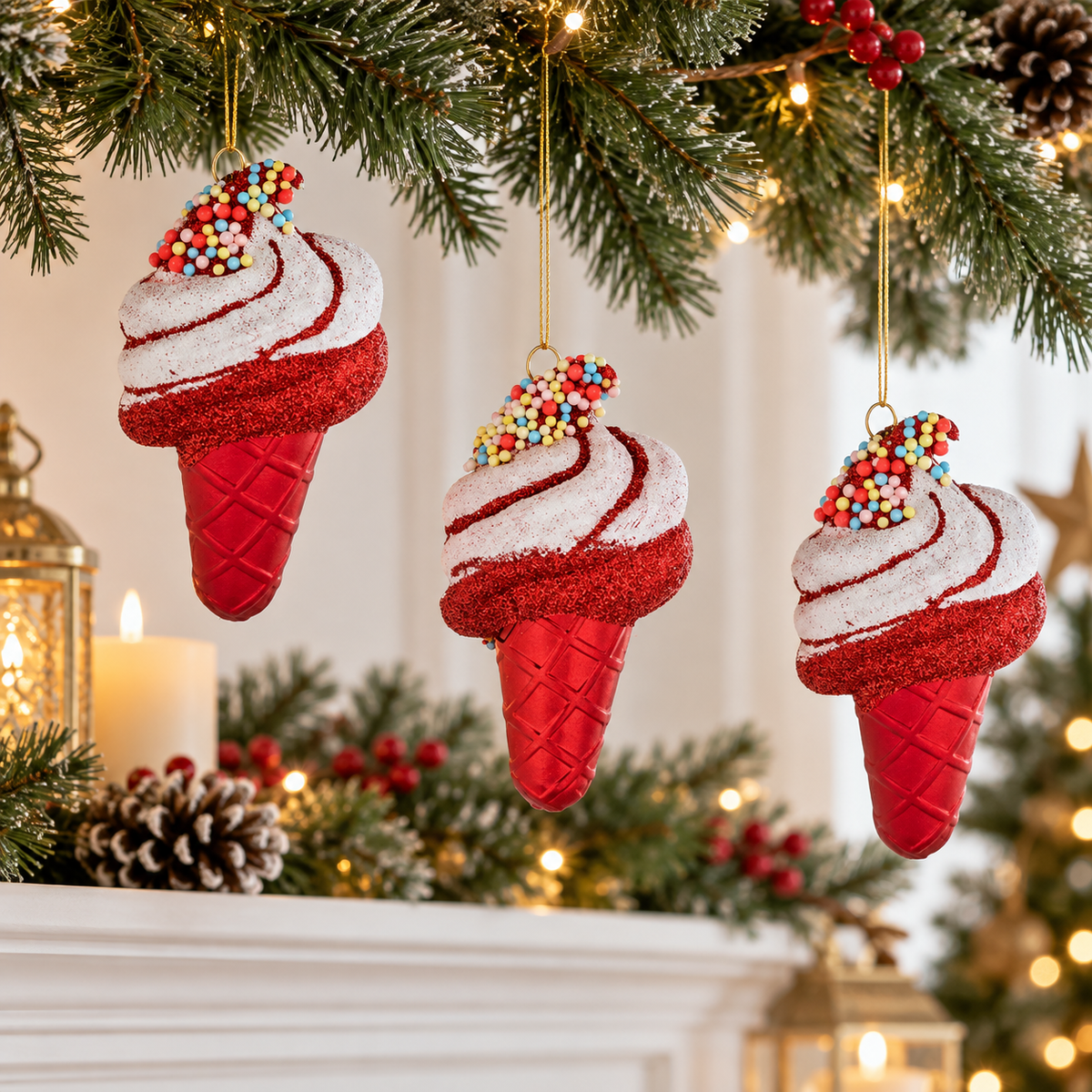 Set 3 Ornamente Inghetata Cu Margele, 11 Cm - in folosinta 2 - Shopiens