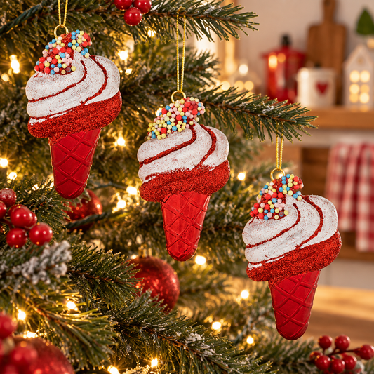 Set 3 Ornamente Inghetata Cu Margele, 11 Cm - lifestyle principala - Shopiens