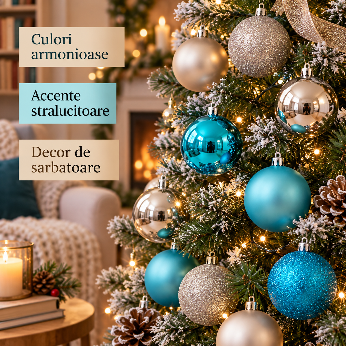 Set 30 Globuri Bej Si Turcoaz, 7 Cm - avantaje - Shopiens
