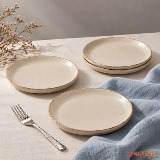 Farfurii ceramice bej, set de 4, 15 cm