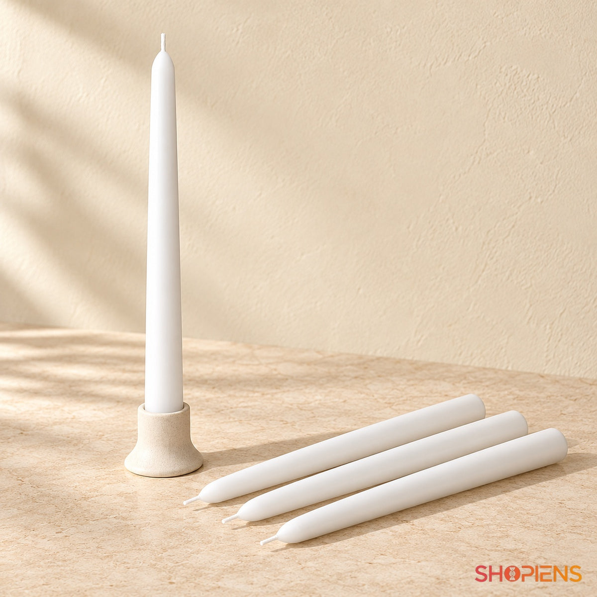 Set 4 Lumânări Albe pentru Sfeșnic, 25 cm