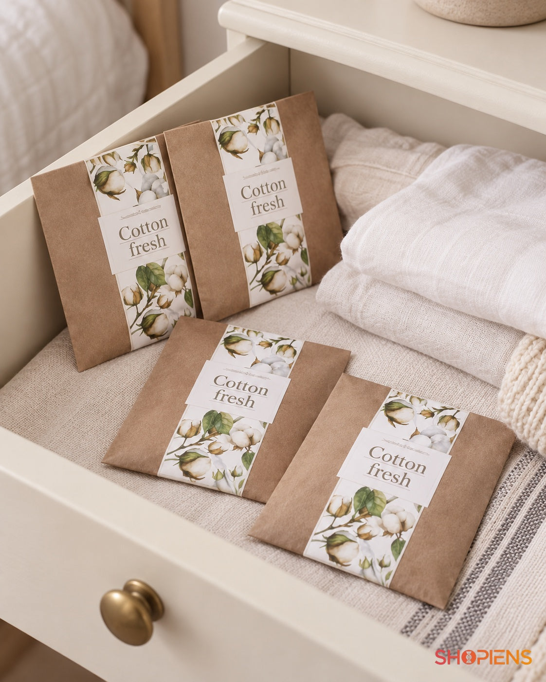 Set 4 pliculețe parfumate Cotton Fresh – utilizare în dormitor – Shopiens